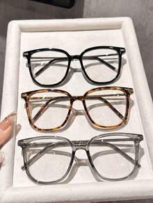 1/2/3 Pairs Women's Vintage Fashion Large Frame Minimalist Glasses (Without Glasses Case) - Multicolor - View 11