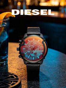 DIESEL DZ4519 Men Stylish Oversized Chronograph Wrist Watch, Round Gradient Dial, Black Strap, Fashion Accessory & Holiday Gift For Male - Black - View 6