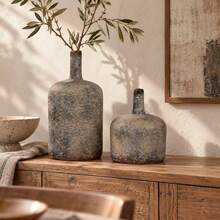 Decorative Ceramic Flower Vase Gray & Beige Reactive Glaze Vases With Narrow Necks, Shelf & Tabletop Decor For Living Room, Bedroom - 1PC - View 5