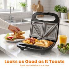 SUPERLEX 4-Slice Sandwich Toaster, 800W Deep Fill Non-Stick Toastie Machine Fast Heating, Auto Temperature Control, Indicator Light, Cool Touch Handle, Easy Clean Compact Grill For Cheese Toastie Maker - Black - View 9