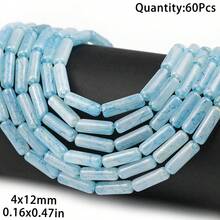 60pcs 4*12mm Colorful Patterned Long Tube Glass Spacer Beads For Handmade DIY Beading, Jewelry Making, Necklace, Bracelet, Phone Chain Accessories Decoration - Long Cylindrical Beads - View 9