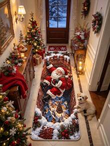 1pc Climbing Santa Claus Doormat, Christmas Gift, Hallway Runner Rug, Area Rug, Home Decor, Living Room Area Rug, Living Room Home Decor, Room Decor, Washable Carpet - Climbing Santa Claus - View 1