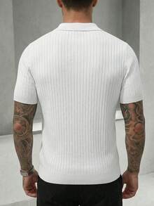 GRDR Men's Summer Knit Polo Shirt, Solid Color Short Sleeve, Perfect For Summer Outings, Fashion Essential - White - View 4