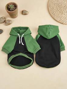 PETSIN 1pc Colorblock Hooded Dog Sweatshirt, American-Style Raglan Contrast Design, Loose Comfortable Cat Clothing For Energetic, Photogenic Outings - Multicolor - View 2
