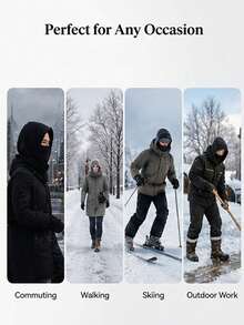 1pc Unisex Winter Warm Fleece Balaclava Headwear, With Face Mask, 3-In-1 Multifunctional Head Cover, Suitable For Daily Outings, Skiing, Cycling, Hiking, Cold Protection And Warmth - Multicolor - View 2