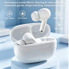 Wireless In Ear Bluetooth Headphones, Built-In Microphone For Hands Free Calls, Clear Sound Quality, Smart Touch Operation, Sweatproof Sports Earbuds, Long Standby Charging Case, Ideal For Travel, Fitness, Work - White - View 1