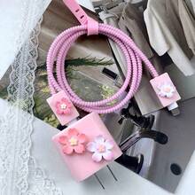 Ins New 5-Piece Set 3D Cherry Blossom Apple 20W Charger, Data Cable And Charger Protective Case - Multicolor - View 1