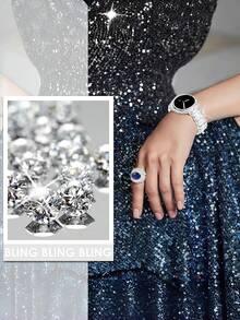 3 Packs Bling Glitter Bumper Case Diamond Frame Shell Compatible With Samsung Galaxy Watch 8/9 40mm 44mm Sparkling Electroplated Rhinestone Ultra-Thin Hard PC Hollow Protective Cover For Galaxy Watch 8/9 44mm 40mm Watch Unisex - 3 Pieces - View 11