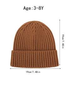 Autumn/Winter Children's Ear Protection Knitted Hat, Solid Color Striped Soft Yarn Beanie, 3-8 Years Old Boys & Girls Versatile Cold Weather Hat - Multicolor - View 6