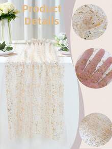 1pc Gold Glitter Transparent Tablecloth, Table Cover, Suitable For Wedding, Birthday Party, Anniversary, Ceremony, Baby Shower Decoration, Home Dining Table Decoration, Shiny Tablecloth, Christmas Tablecloth, Christmas Decoration - Broken Gold - View 3