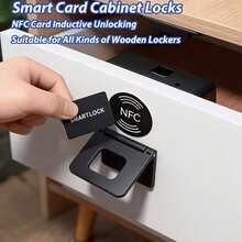 Khóa ngăn kéo tủ thông minh NFC, lắp đặt không cần khoan, có tay cầm, mở khóa bằng thẻ, mở khóa NFC qua điện thoại, mở khóa không dùng chìa, phù hợp cho: ngăn kéo gỗ, tủ, tủ đầu giường, bàn làm việc, tủ văn phòng; dùng pin AAA (không bao gồm pin) - Xem 2