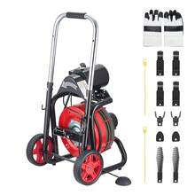 Drain Cleaner Machine 30m X 10.5mm, Auto Feed Sewer Snake Auger On Wheels - With 8 Cutters & Air-Activated Foot Switch For 50mm To 100mm Pipes - 30m X 10.5mm - View 8