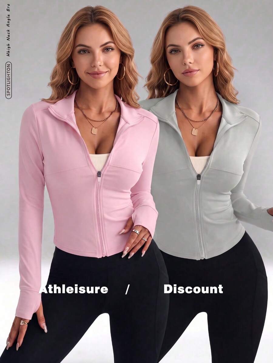 FWH Slim Waist Flattering All-Season Versatile High Cost-Performance Women's Long Sleeve Yoga Jacket Outerwear 2-Piece Set Sports - Multicolor - View 1