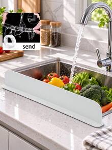 Kitchen Silicone Water Splash Guard For Sink (Double-Sided Adhesive Included) Strong Adsorption Water Barrier Strip, Vegetable Sink Countertop Splash Guard, Dishwashing Sink Water Barrier, Household Silicone Water Block Strip, Washbasin Waterproof Partition, Easy Install Anti-Overflow Guard, Multi-Color Waterproof Silicone Water Guard - Multicolor - View 3