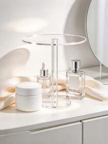 Clear Round Acrylic Display Stand, Desktop Riser Shelf, Cupcake Dessert Display Stand, Makeup Perfume Jewelry Storage Rack, Vanity Bathroom Kitchen Boutique Party Multi-Purpose Display Stand - Clear - View 6