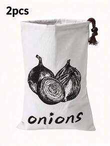 2pcs Reusable Onion Potato Garlic Vegetable Storage Bags, Vegetable Freshness Bags With Drawstring Closure Design, Keep Vegetables Fresh (Non-Food Contact) - Multicolor - View 10