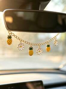 1pc Fruit Charm Rearview Mirror Hanging Ornament, Strawberry Watermelon Pineapple Cherry Pendant, Car Accessories - A - View 10