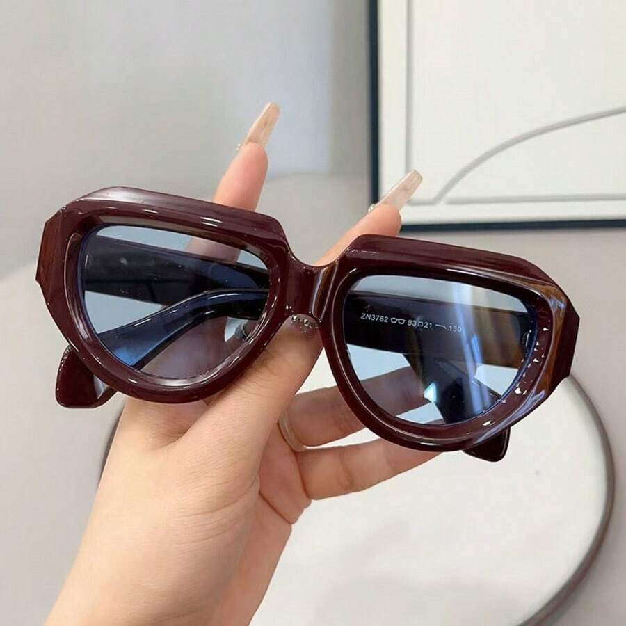 1 Pair Vintage Thick Frame Cat Eye Fashion Glasses, Minimalist Versatile For Women And Men, Suitable For Beach, Holiday, Party, Street Style, Daily Wear