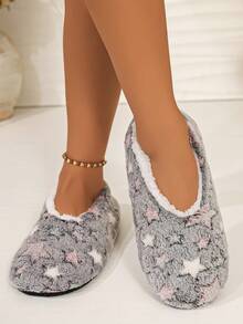 RALSWNAY Women's Flat Home Slippers New Fashion Star Soft Comfortable Lightweight Padded Slippers - Dark Grey - View 3