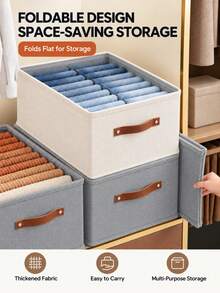 1pc Modern Oxford Cloth Storage Box, Upgraded Leather Handle, Rectangular, Multi-Functional, Home Clothing Storage, Suitable For Seasonal Wardrobe Organization, Underbed Winter/Spring Storage - Multi-color - View 2