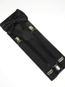 Men's Suspenders And Bow Tie Set - 2.5cm Wide Suspenders, Adjustable Dress Pants Suspenders With Solid Color Bow Tie, Stage Performance Accessories - Multicolor - View 6