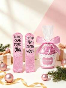 1 Pair Women's Pink Autumn/Winter Fashion Street Style Cake Socks For Christmas And Halloween - Multicolor - View 1