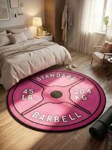 1pc Fashionable Pink Dumbbell Plate Design Carpet, Soft Comfortable Durable Non-Slip Washable Rug, Bedroom Living Room Study Dining Room Gym Fitness Room Carpet, Gift For Friends, Great Furniture Decor, Room Decoration - Multicolor - View 5