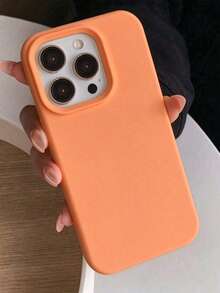 溝槽按鈕高品質液態矽膠手機殼，相容 iPhone 18 Pro Max 17 16 15 14 13 12 11 Pro Max，柔軟蠟感觸感，親膚舒適 - 橘色 - 查看 3