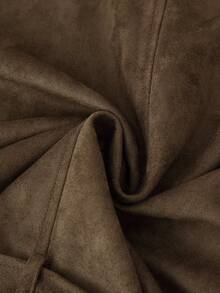 Women's Autumn/Winter High Neck Suede Vest With Belt - Khaki - View 8