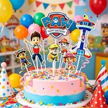 Paw Patrol Birthday Cake Decoration Set, Cartoon Cake Toppers, Birthday Party Supplies - Multi-color - View 3