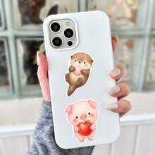 50Pcs PP Watercolor Animal Stickers, Healing Watercolor Cute Style, Including Koalas, Pandas, Dogs, Cats, Rabbits, Squirrels, Dolphins, Frogs And Other Cute Animal Elements, For Journal Collage,Tablet, Notebook, Storage Box, DIY Craft Decoration - Multicolor - View 6