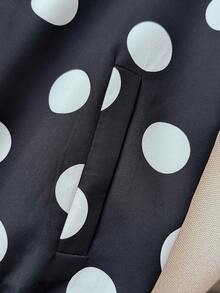 Women's Fashion Polka Dot Print Casual 2 Pieces Set - Black - View 6