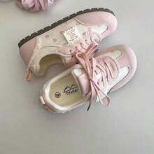Pink Cute Bear Lace Trim German Training Shoes - Pink - View 4