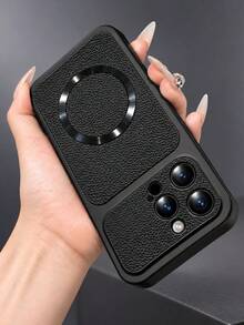 MewTrek Luxury Litchi Texture PU Leather + TPU Soft Phone Case, Magnetic Ring Design, Large Camera Cutout, Full Coverage Shockproof & Anti-Drop Protective Shell, Compatible With Iphone, Galaxy, Honor, Reno, MOTO - Black - View 7