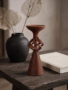 3Pcs/2Pcs/1Pc Wood Grain Metal Candle Holder Set, Modern Pillar Candle Stands, Sculptural Candlestick Holders, Rustic Home Decor, Farmhouse Decor, Boho Table Centerpiece, Living Room, Dining Table, Wedding, Christmas Decor, Housewarming Gift. - Vintage Design - View 12