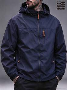 Mulinsen Men's Hooded Windbreaker Jacket, Outdoor Waterproof Hiking Coat With Multiple Zipper Pockets - Blue - View 1
