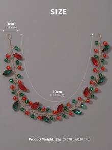 1pc Elegant Vintage Red & Green Rhinestone Vine Hair Accessory ...