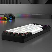 7KEYS G61 60% Compact Wired Keyboard 61 Keys RGB Backlit Small Portable Office Computer Membrane Keyboard Compatible With Windows Tablet Laptop Gaming White And Black - 61 White - View 6
