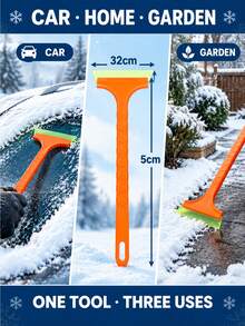 1/3pc 32cm Portable Car Ice Scraper, Ergonomic Non-Slip Handle, Plastic+PU Blade, T-Shaped 3-In-1 Snow Shovel, Wear-Resistant Blade, Removes Snow And Frost, Winter Car Windshield Snow Scraper, Suitable For Cars, Home, Garden - Snow Shovel - View 8