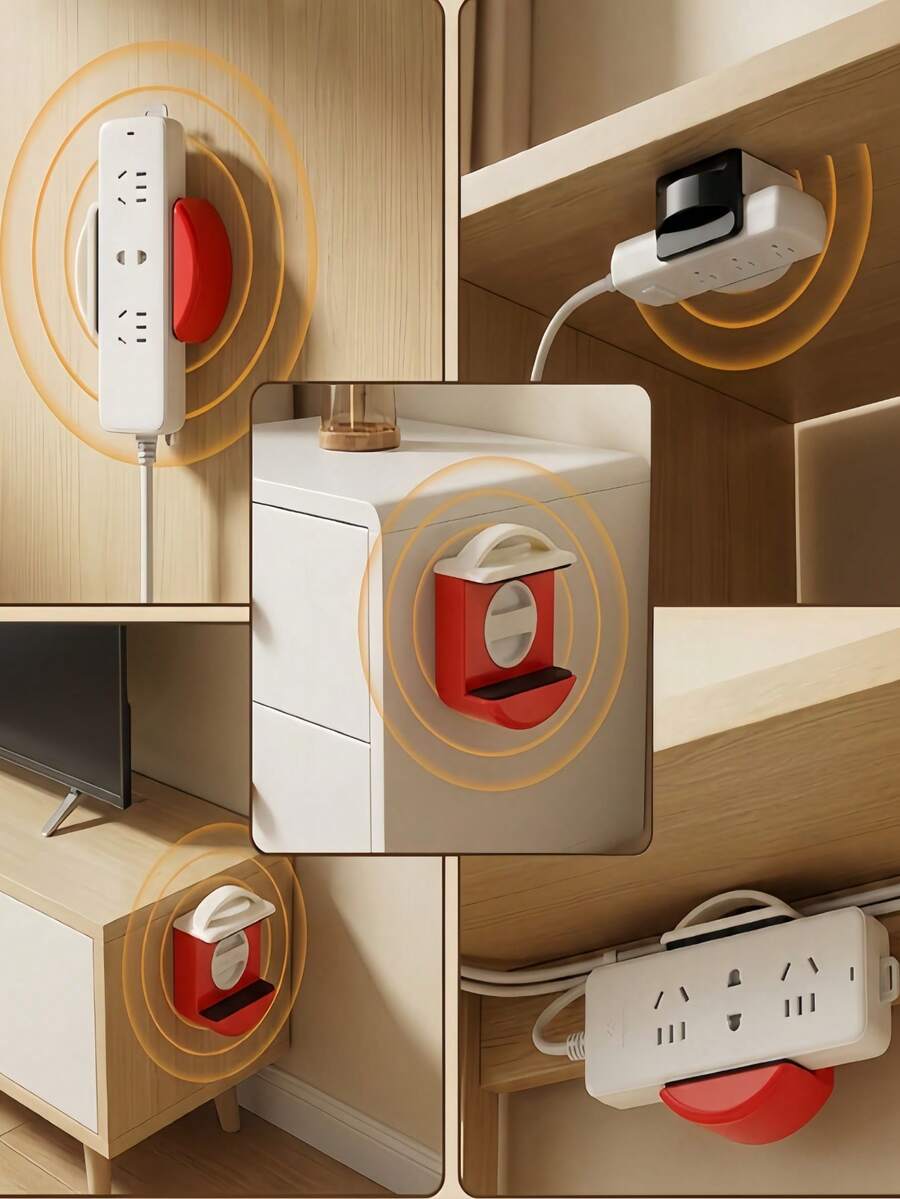 Suction Cup Power Strip Holder, No Drill Wall Mount Surge Protector Fixer, Under Desk Wall Socket Organizer With Protective Stickers For Home Cable Management