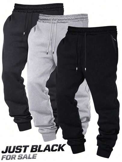 Men's Spring Autumn Winter Casual Tapered Sweatpants, Elastic High Waist Drape Contrast Color Drawstring Zipper Pocket Long Pants, Versatile For Commute, Fitness, Home, Shopping, Daily Wear