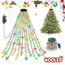 400/220 LED Christmas Indoor String Lights | 20/11 Code 2m Waterfall Tree Lights, USB Powered, High Brightness Bead Lights, 8 Modes, Suitable For Garden, Patio, Home, Christmas Tree Decoration, Holiday Decoration, Event Planning - Multicolor - View 8