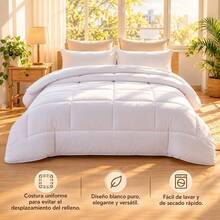 White Polyester Quilted Comforter With Square Pattern, Soft Breathable Duvet Insert, Available In 160x220cm, 180x220cm, 220x220cm And 220x240cm - White - View 5