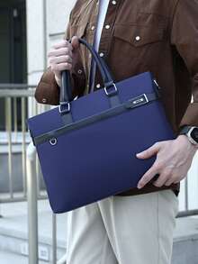Men's Casual Business Briefcase Handheld Document Bag Lightweight Waterproof Oxford Cloth 14-Inch Laptop Bag For Work And Commute - Multicolor - View 2