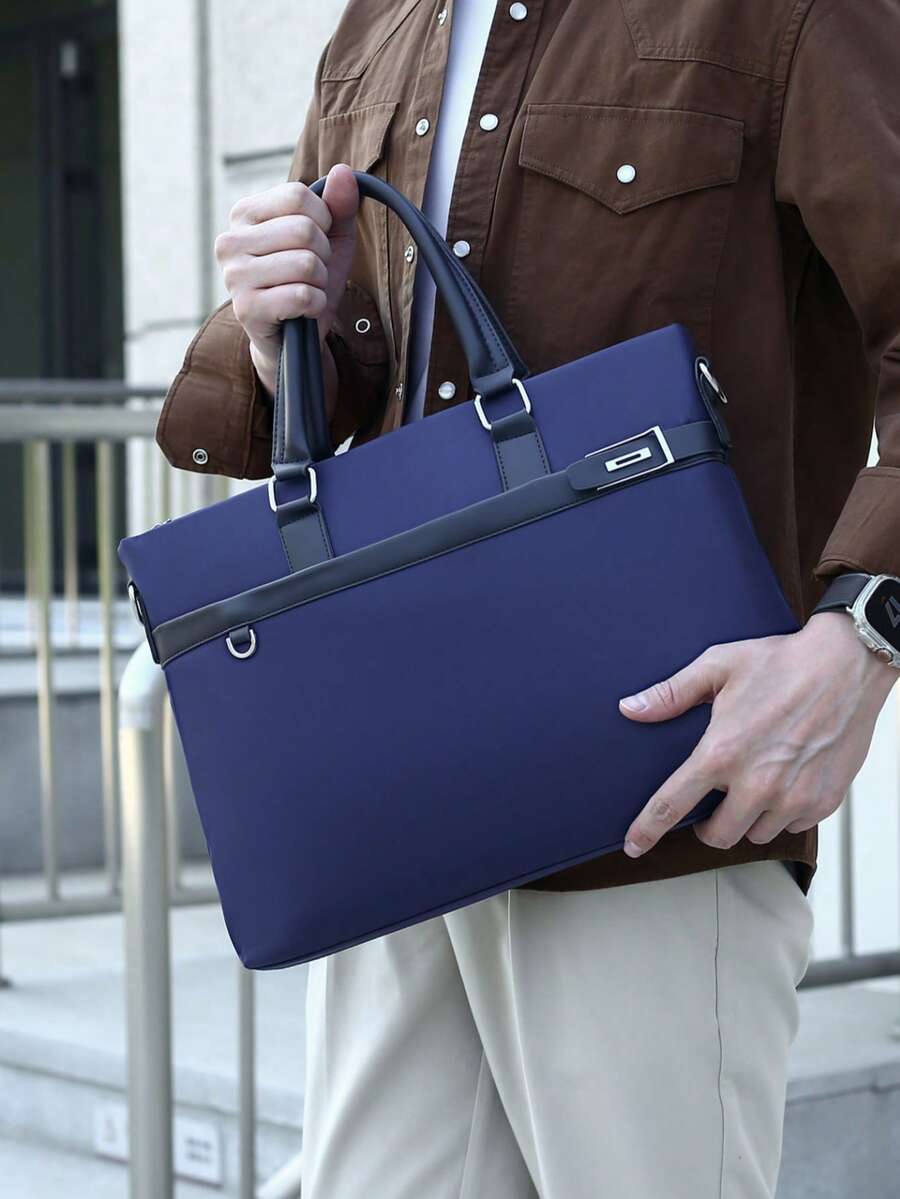 Men's Casual Business Briefcase Handheld Document Bag Lightweight Waterproof Oxford Cloth 14-Inch Laptop Bag For Work And Commute