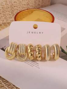 6-18pcs Women's Multi-Element Fashion Earrings Set, Stylish And Elegant, Suitable For All-Year Wear - Gold - View 2