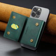 LC.IMEEKE 1pc PU Leather Magnetic Wallet Card Holder Stand MagSafe Accessory Compatible With Phone 18 17 16 15 14 13 12 Pro/Pro Max/Plus/Mini - Army Green - View 3