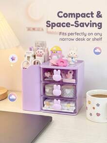Multifunctional 3-Compartment Drawer Desktop Organizer, Multi-Layer Partition Storage, Compact Space-Saving, Smooth Sliding, Open Handle, Stackable, Dust-Proof, Minimalist Versatile, Suitable For Office Supplies, Bedroom, Desktop, Jewelry Storage - Multicolor - View 11