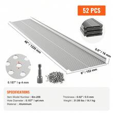 Gutter Guard, 152mm Width, Aluminum Leaf Filter DIY Gutter Cover, 52 PCS 528cm Total Length, 4mm Hole Diameter & 0.5mm Thick Fits Any Roof Or Gutter Type - 52 Pcs - View 11