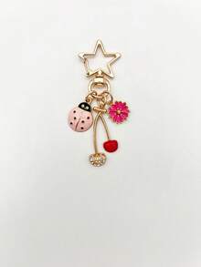 1pc Cute Ladybug Bag Charm, Cherry Keychain, Daisy Pendant Wallet Accessory, Car Key/Phone Charm, Room Decor, Travel Essential Accessory, Christmas Stocking Stuffer Gift For Women, Cute Little Things For Ladies - Multicolor - View 9